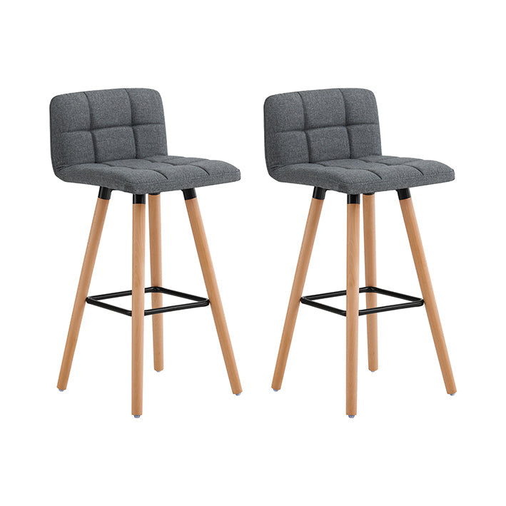 Barkruk Set van 2 - Tegenkruk - Keukenkrukken - Gewatteerde gebogen zitting - Voetsteun rondom - Eenvoudig elegant ontwerp - 44 cm x 44 cm x 90 cm - Donkergrijs