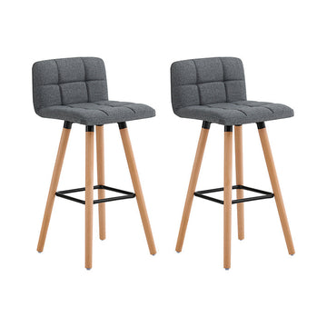 Barkruk Set van 2 - Tegenkruk - Keukenkrukken - Gewatteerde gebogen zitting - Voetsteun rondom - Eenvoudig elegant ontwerp - 44 cm x 44 cm x 90 cm - Donkergrijs