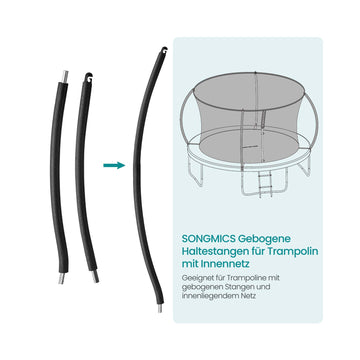 Trampoline handrailset, gebogen veiligheidsrails, 1 boven + 1 onder, 120 x 110 x 10 cm