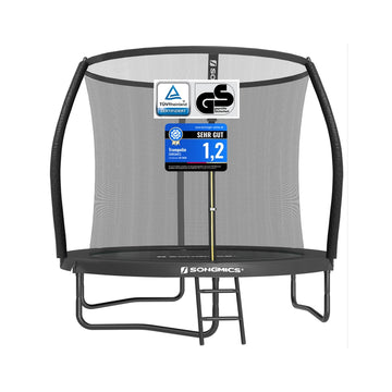 Trampoline 244 cm met veiligheidsnet en gebogen stangen | Zwart | 244x244x239 cm
