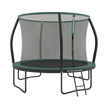 Buitentrampoline voor kinderen met veiligheidsnet en gebogen stangen 366 cm | Zwart-donkergroen