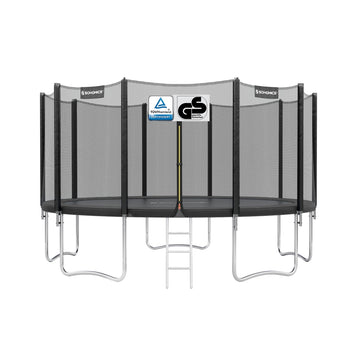 Trampoline 427 cm met veiligheidsnet en rechte stangen | Zwart | 427x427x270 cm