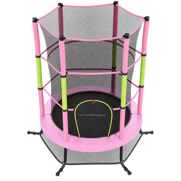 Kindertrampoline met veiligheidsnet en randafdekking | Pink | 174x174x189 cm
