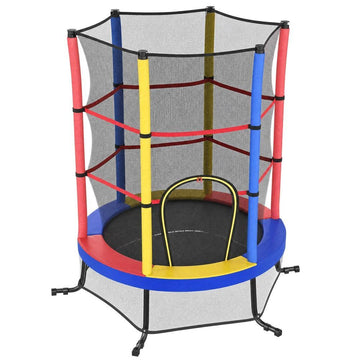 Kindertrampoline 174 cm met veiligheidsnet en randafdekking | Meerkleurig | 174x174x189 cm