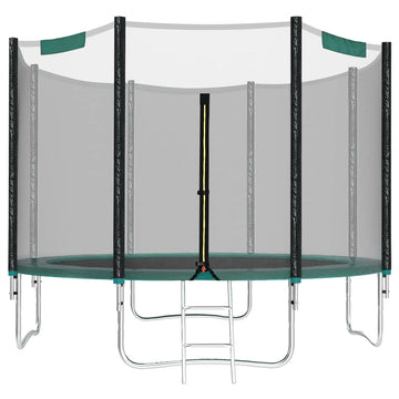 Tuintrampoline met veiligheidsnet | Zwart-groen | 305x305x76 cm