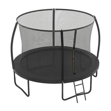 Outdoor trampoline voor kinderen met veiligheidsnet en gebogen stangen | Zwart | 366x366x270 cm
