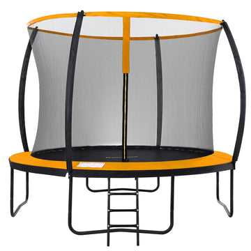 Tuintrampoline met veiligheidsnet en randafdekking | Zwart-Oranje | 366x366x90 cm