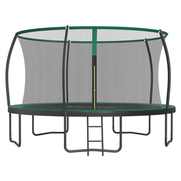 Trampoline met veiligheidsnet en randafdekking | Zwart-donkergroen | 427,1x427,1x270,1 cm
