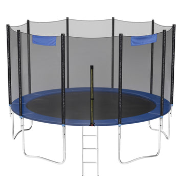 Tuintrampoline voor kinderen met veiligheidsnet | Zwart, blauw | 427x427x90 cm
