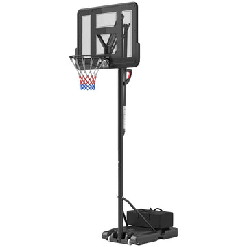Mobiele basketbalstand - Verstelbare basketbalpaal | Kleur: Zwart | Afmetingen: 60x90x15 cm