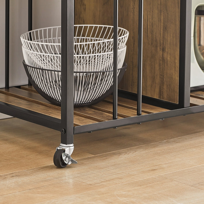 Serveerwagen - Keukenkast - Multifunctionele wagen - Vintage industriële stijl - MDF en metaal - 5 planken - Mobiel met vergrendelbare remmen - Uniek hekkenmerk - 110 cm x 92 cm x 45 cm