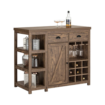 Keukeneiland Dressoir - Bartafel - Buffetkast - Vintage Industrieel Design - MDF & PB Materiaal - 110cm x 95cm x 55cm - Opberg- en wijnrek Kenmerken