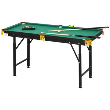 Opvouwbare pooltafel, verstelbare hoogte | Kleur: Groen | Afmetingen: 60x140x55-75 cm