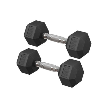 Set van 2 dumbbells, zwart, 10 kg totaal, 28 x 10,5 x 9,5 cm