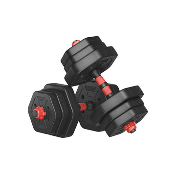 Verstelbare halter- en dumbbellset 20 kg - zwart - 115 cm