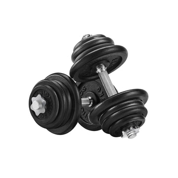 Verstelbare halterset - gietijzeren gewichten - homegym - zwart - poedergecoat - 43 x 20 x 20 cm