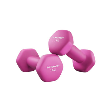 Roze neopreen halters van gietijzer - set van 2 x 1 kg