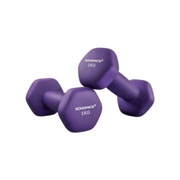 Set van 2 dumbbells - handgewichten - krachttraining - neopreen - 13,5 x 6,5 cm - 2 x 1 kg
