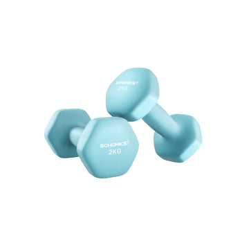 2-delige set dumbbells – neopreen coating – 16 x 8 x 10 cm – lichtblauw