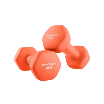 Neopreen dumbbells 2 x 3 kg, gietijzer, oranje – krachttraining