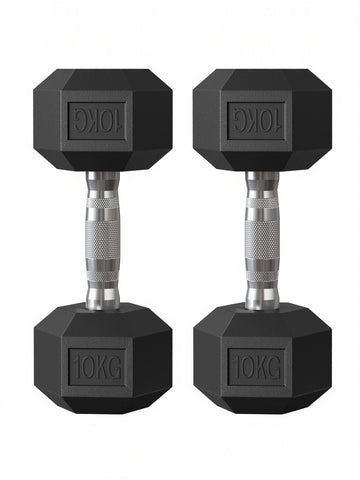 Halterset 2 x 10 kg voor krachttraining | Zwart | 13,5x31x11 cm