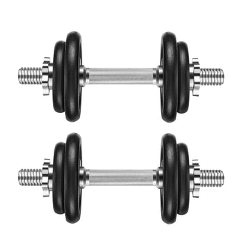 Verstelbare halters 2 x 10 kg van gietijzer | Zwart
