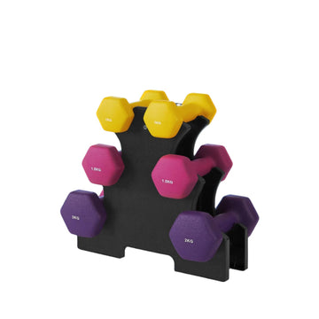 Hexagon halterset – krachttraining – neopreen dumbbells – 13,5x6,5x6 tot 16x8x7,5 cm