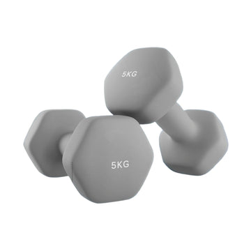 2-delige dumbbells 5 kg - neopreen coating - 21 x 10,5 cm