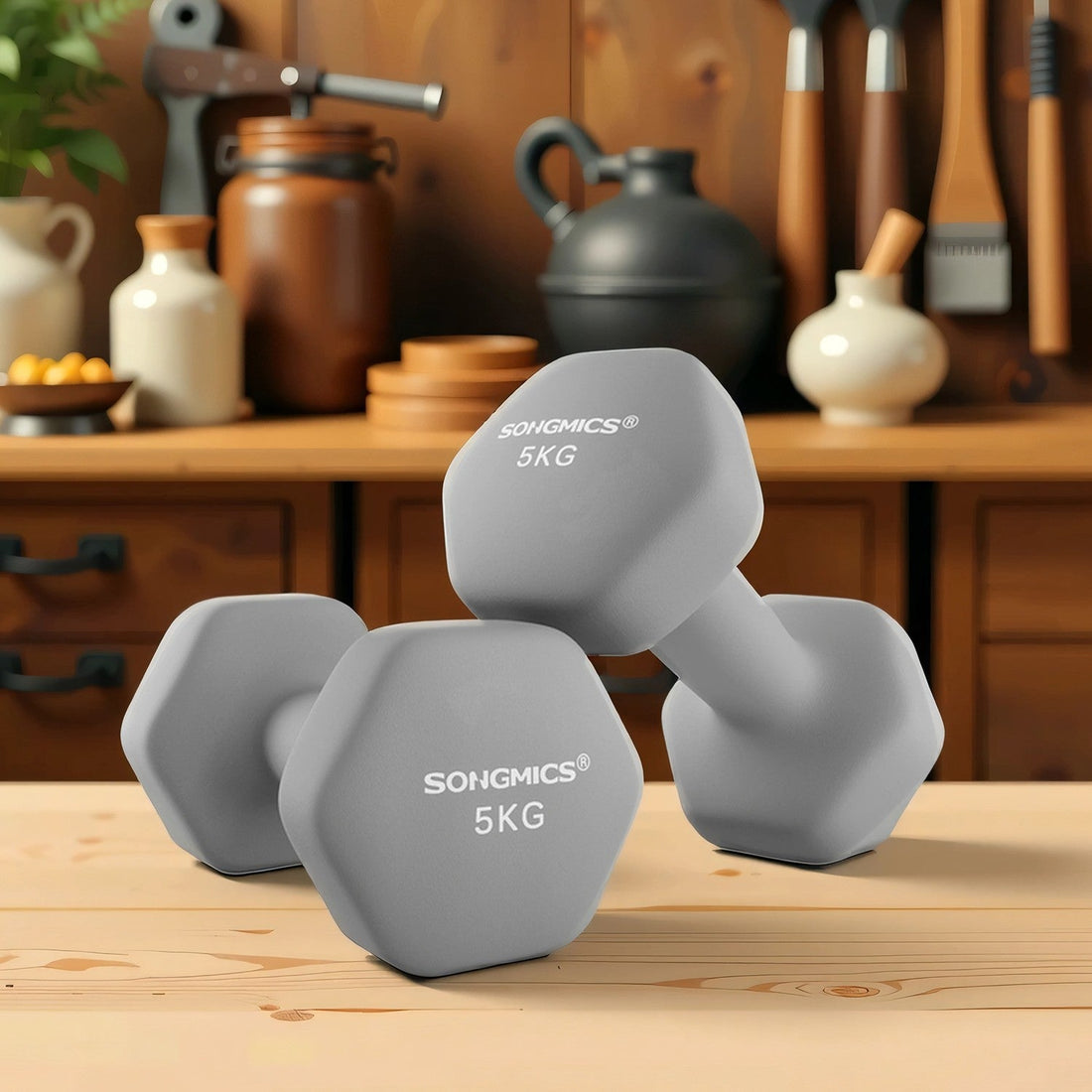 2-delige dumbbells 5 kg - neopreen coating - 21 x 10,5 cm