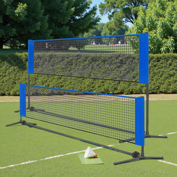Badmintonnet 400 cm, hoogte verstelbaar, volleybalnet | Blauw en zwart | 400x103x107-155 cm