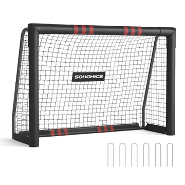 Voetbaldoel van staal met PE-net voor buiten | Zwart | 180x60x120 cm