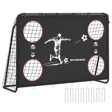 Voetbaldoel met doelwand en PE-net voor buiten | Zwart | 180x60x120 cm