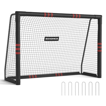Voetbaldoel stalen buis met PE-net | Zwart | 240x85x160 cm