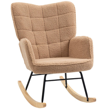 Retro houten schommelstoel fauteuil | Kleur: Bruin | Afmetingen: 71x92x101 cm