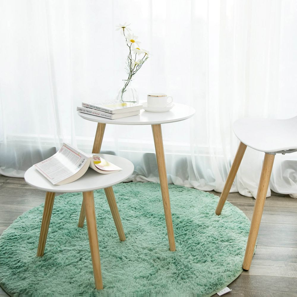 Ronde bijzettafels - salontafels - 2-delige set - wit