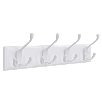 Wandkapstok met 4 haken, wit MDF, 40 x 11 x 7 cm