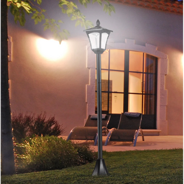 Solar tuinlantaarn - LED tuinlamp | Kleur: Zwart | Afmetingen: 18x18x160 cm