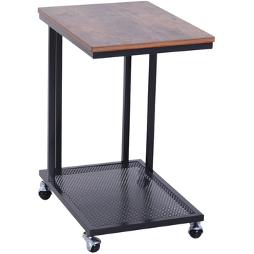 C-vormige bijzettafel op wielen - Zwart | Kleur: Zwart | Afmetingen: 36x51x65 cm