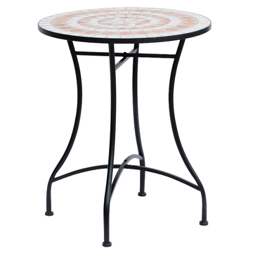 Mozaïek tuintafel | Kleur: Oranje + wit + zwart | Afmetingen: 60x60x71 cm