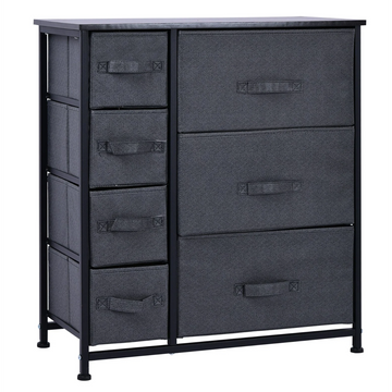 Ladekast met stoffen laden | Kleur: Zwart + bruin + donkergrijs | Afmetingen: 63,5x30x71 cm