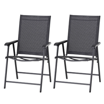Opvouwbare tuinstoelen set van 2 | Kleur: Zwart | Afmetingen: 58x64x94 cm