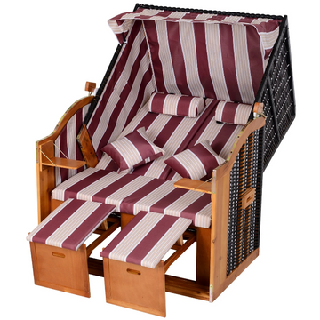 Dubbele strandstoel met luifel | Kleur: Rood + wit | Afmetingen: 118x79x150 cm