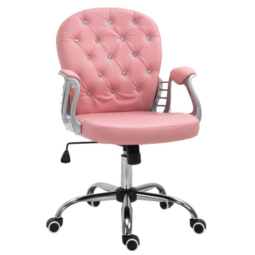 Roze bureaustoel met armleuningen | Kleur: Roze | Afmetingen: 60.5x59.5x95-105 cm