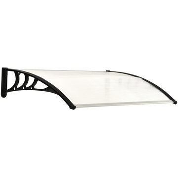 Deurluifel - Polycarbonaat overkapping | Kleur: Wit + zwart | Afmetingen: 80x100/120x23 cm
