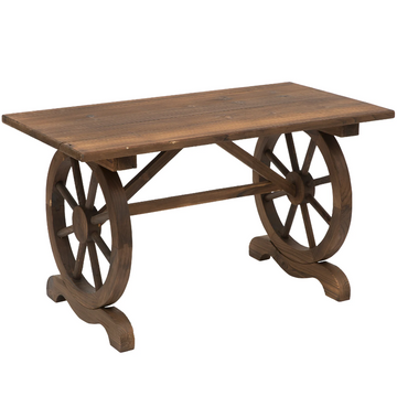 Houten tuintafel met wielen | Kleur: Naturel | Afmetingen: 60x115x65 cm