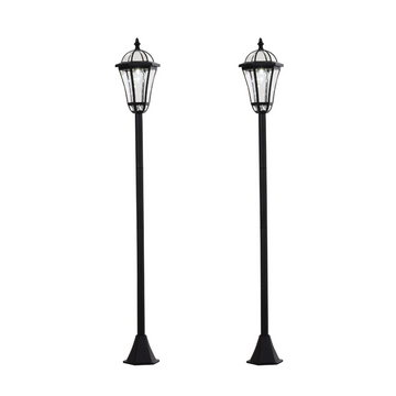 Solar tuinlantaarns 2 stuks - Tuinfakkels | Kleur: Zwart | Afmetingen: 18,5x18,5x129 cm