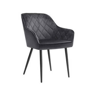 Eetkamerstoel met armleuningen, fluweel, grijs, 62,5 x 60 x 85 cm