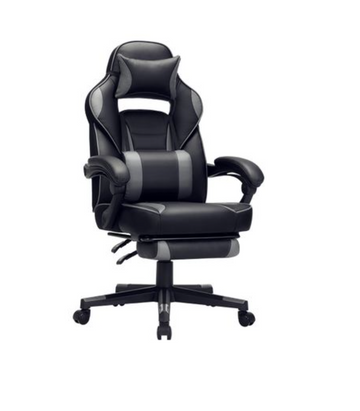 Gamingstoel, ergonomisch, voetensteun, zwart, 67 x 66 x (116-126) cm