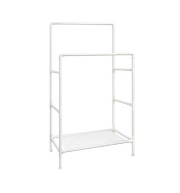 Kledingrek - garderoberek - 2 stangen - metaal/plastic - wit - 88 x 44 x 154 cm