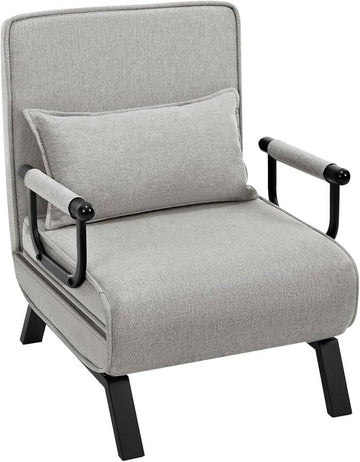 3-in-1 slaapfauteuil met verstelbare rugleuning van linnen | Lichtgrijs | 65x78x75 cm